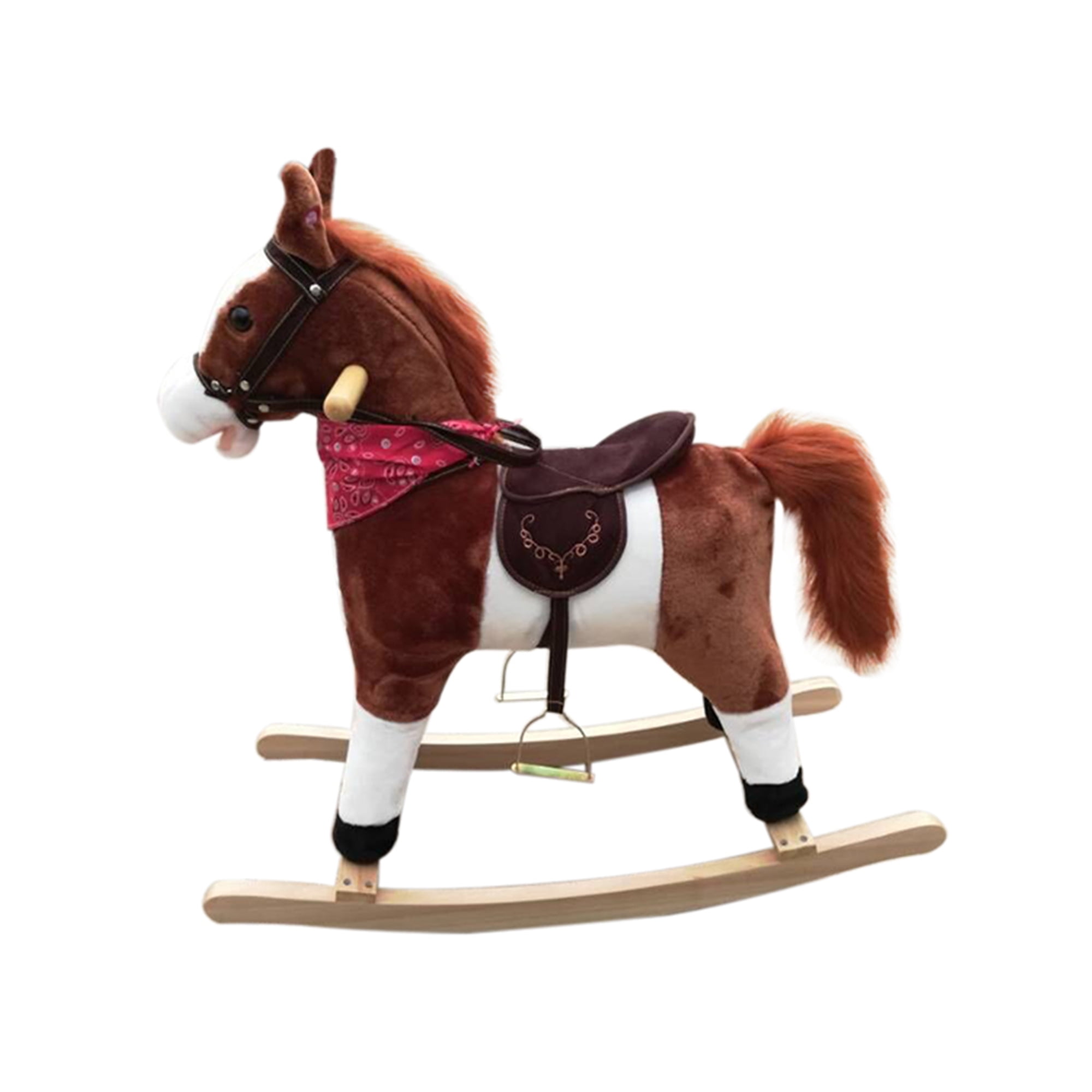 Kepooman Kids Plush Wooden Ride On Rocking Horse with Neigh Sound, Gifts for Children, Dark Brown Kepooman Kids Plush Wooden Ride On Rocking Horse with Neigh Sound, Gifts for Children, Dark Brown