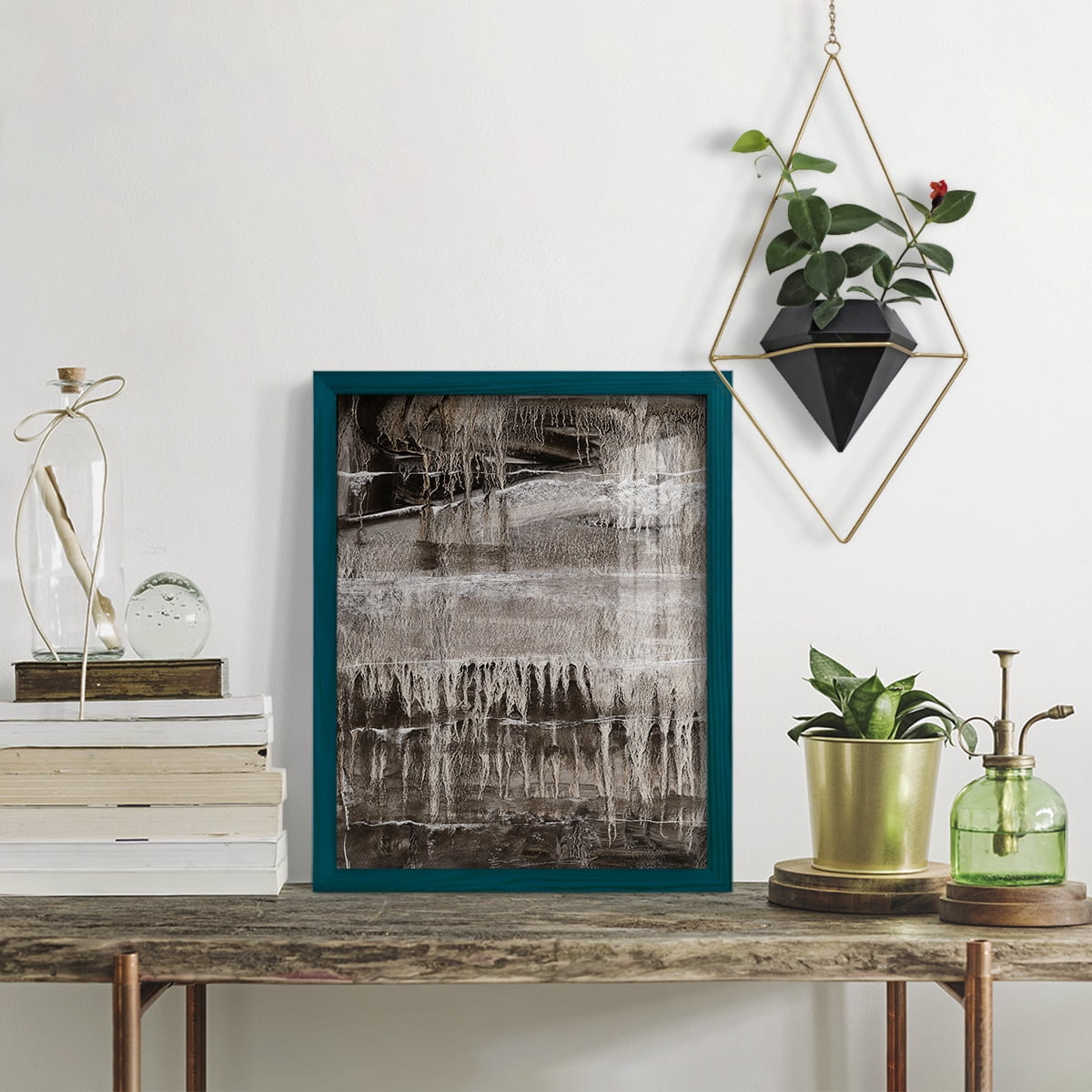 Continuum IV -Framed Print w/glass-Ocean Blue