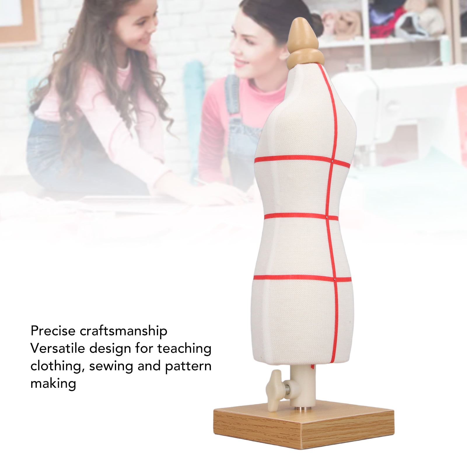 Rupoun Female Doll Dress Form 12.2 Inch Canvas Clothes Sewing Mannequin Table Top Display Clothing Stand with Wooden Base for Pattern Making Teaching Style 2