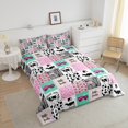 thumbnail image 3 of Milk Cow Print Bedding,Pink Farm Construction Trucks Tractor Comforter Set,Rustic Farmhouse Animals Down Comforter,Teal Checked Plaid Patchwork Quilt Twin Daisy Honeycomb Kawaii Room Decor, 3 of 5