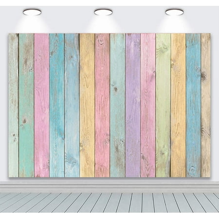 Image of Wood Photography Backdrops Easter Pastel Rustic Background Girls Boys Kids Baby Portrait Baby Shower Birthday Party Decorations Photo Studio Props 7x5FT