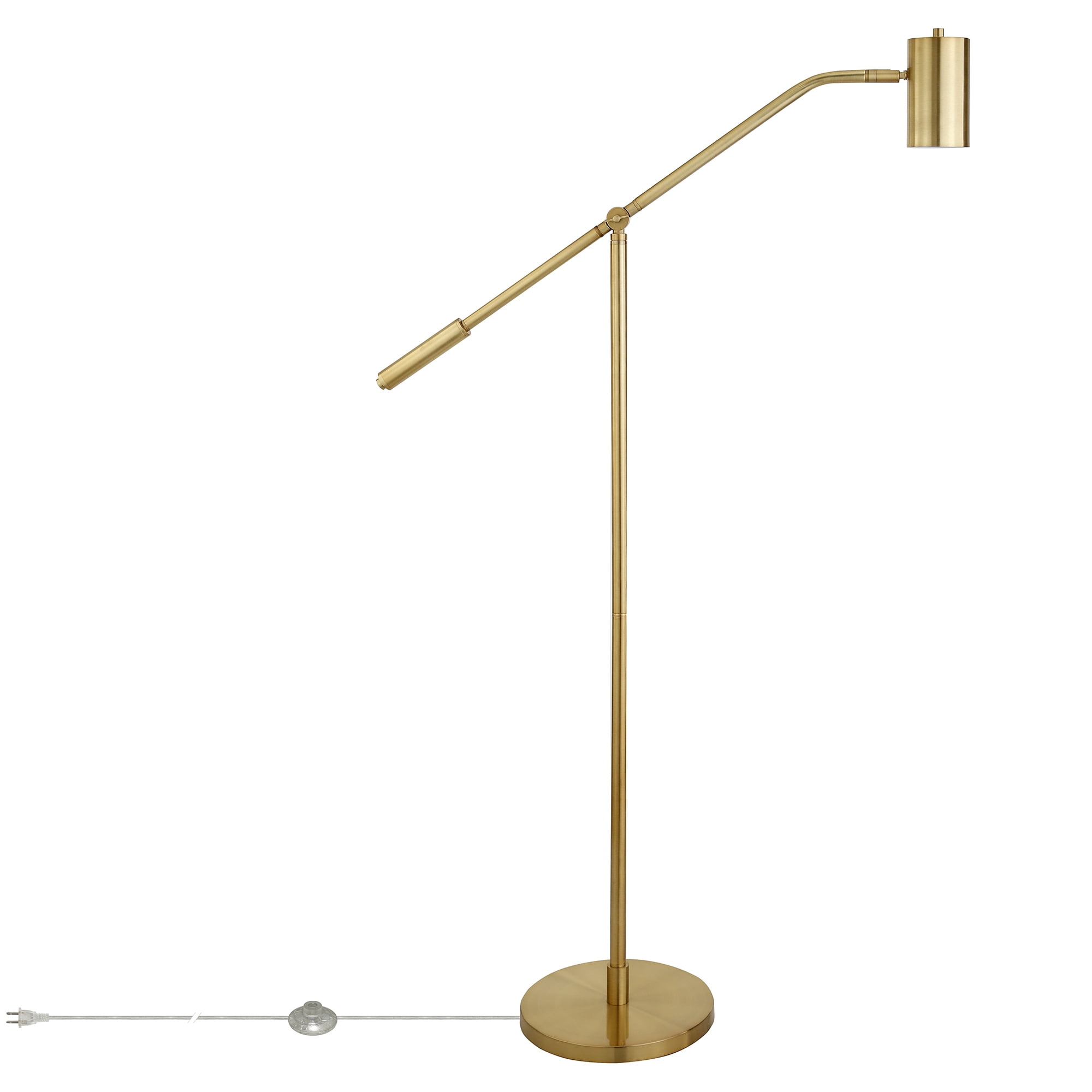 Evelyn&Zoe Willis Pharmacy Floor Lamp with Metal Shade, Brass/Brass