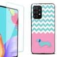 thumbnail image 1 of Slim-Fit Flexible TPU Gel Phone Case (black) for Samsung Galaxy A52 5G, with Tempered Glass Screen Protector, by OneToughShield ® - Chevron/Dachshund/Puppy, 1 of 3