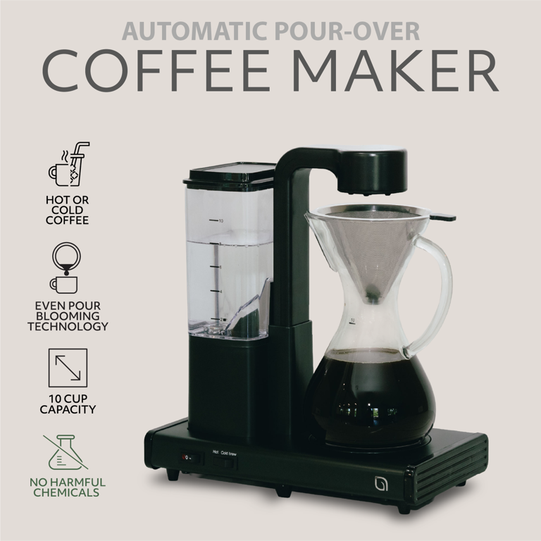 Willow Kitchen Eco Series 10-Cup Pour Over Drip Hot & Iced Coffee Maker  Machine with Even Pour Blooming Technology & Auto Drip Stop, Black