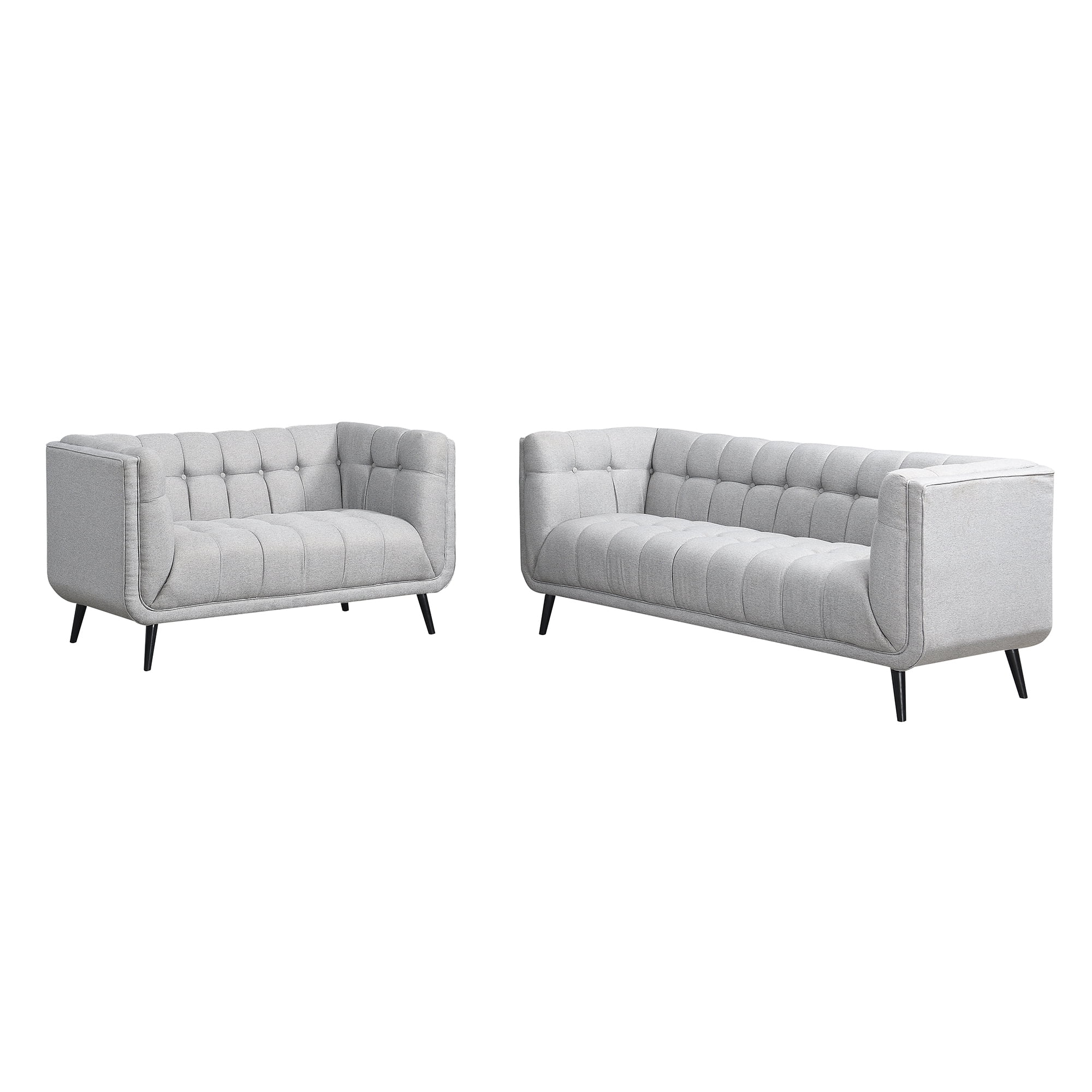 AC Pacific Mid-Century Modern Gray 2-Piece Living Room Sofa Set