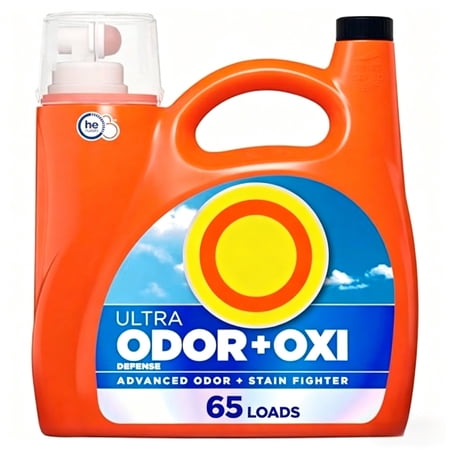 Ultra Odor Defense Plus Oxi Liquid Laundry Detergent, 92 fl oz, 65 Loads, Advanced Odor and Stain Fighting Laundry Detergent Liquid