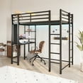 thumbnail image 2 of Walsunny Loft Bed Twin Metal Bunk Bed with Desk Guardrail Secured Ladder for Adults Girls Boys Bedroom Loft Dormitory,Black, 2 of 7