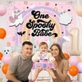 thumbnail image 3 of Groovy Halloween Decorations for Girls Groovy Halloween Spooky One Birthday Decors with Groovy Hippie Cake Topper Spooky One Backdrop Banner for Groovy First Birthday Party, 3 of 6