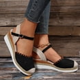 thumbnail image 5 of Women's Orthopedic Platform Wedge Sandals with Ankle Strap Summer Dressy 2026 Boho Espadrille Sandals for Beach Travel Black 8.5, 5 of 6
