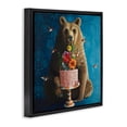 thumbnail image 3 of Stupell Industries Bear with Sweet Dessert Cake Animals Painting Black Floater Framed Canvas Art Print Wall Art, 25 x 25, 3 of 9