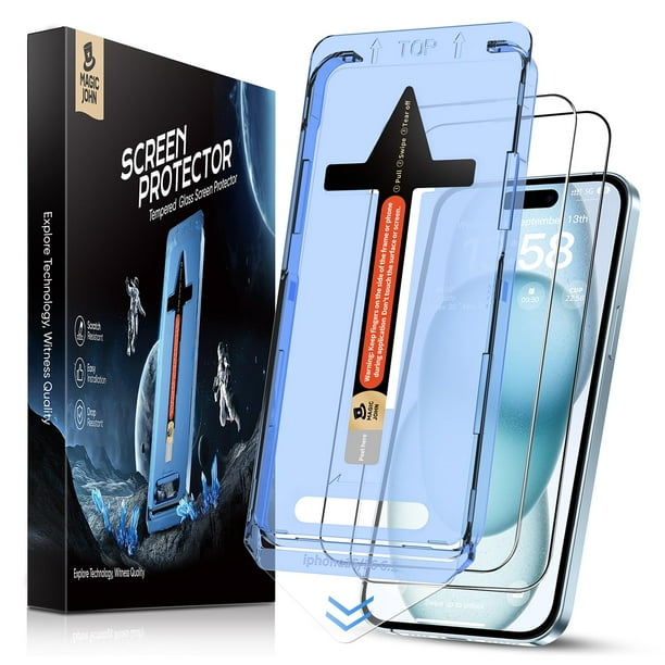 Protector de pantalla MAGIC JOHN de cristal templado para iPhone 15 de 6.1 pulgadas