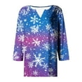 thumbnail image 5 of Feancey Women's 3/4 Sleeve Blouse Christmas Henley Shirts Dressy Trendy Snowflake Print Tunic Tops Holiday Casual Button V Neck Blouses Purple 3XL, 5 of 5