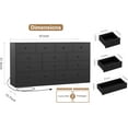 thumbnail image 2 of 12 Drawer Black Dresser for Bedroom - 61" Modern Wooden Chest of Drawers with Charging Station - Large Storage Organizer & TV Stand - Nursery, Closet, Living Room - Black, 2 of 8
