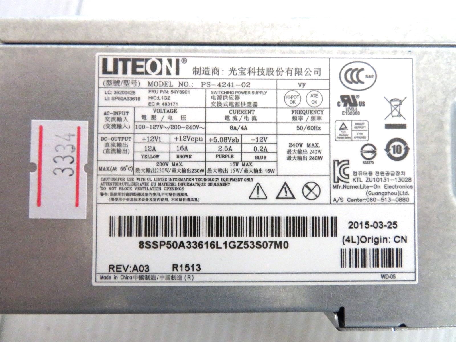 Genuine Lenovo Thinkcentre M73 240 Watt 14-Pin Power Supply 54Y8901