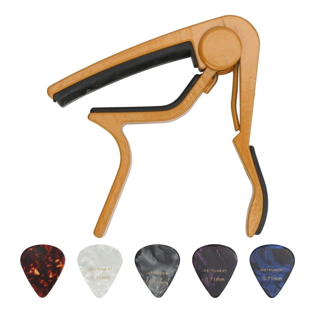YLSHRF Stringed Instruments Basswood Guitar Capo + Celluloid Pick Zinc Alloy Stringed Instrument Repair Accessories For