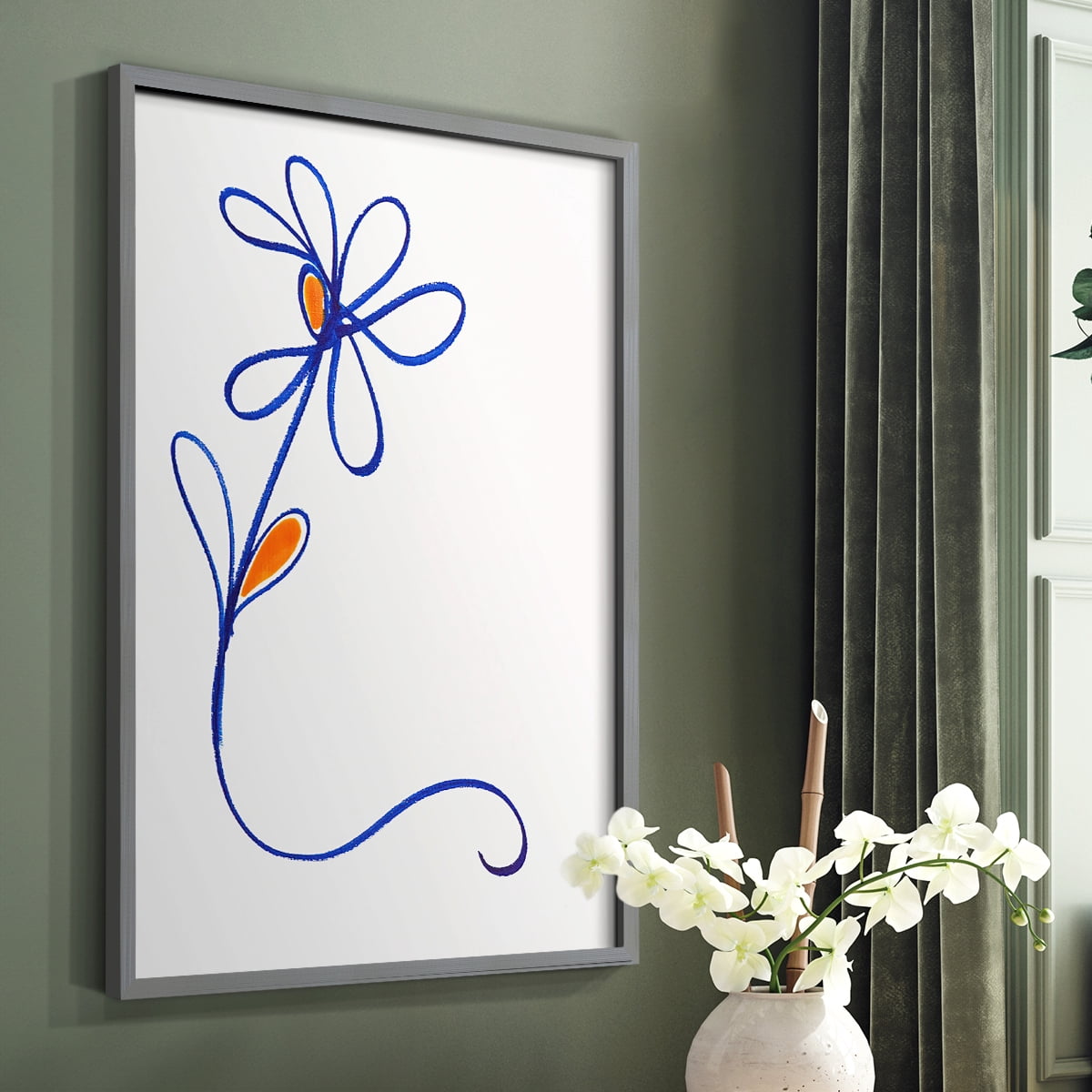 Wobbly Blooms I Framed Print - Solid Wood in Single Picture Frame Solid Wood 2 Framed Print