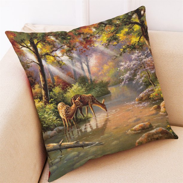 Home Decor Cushion Cover Forest Animal Throw Pillowcase Animal Pillow
