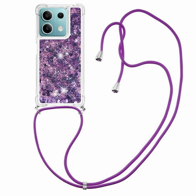 Funda FOXDOCK para Xiaomi Redmi Note 13 5G con Cuerda Ajustable, Brillo Líquido, Protección Antigolpes y Lente – Ideal para Regalo