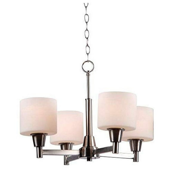 Hampton Bay Oron 4-Light Brushed Nickel Reversible Chandelier with White Glass Shades