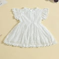 thumbnail image 3 of Robe Trapèze pour Tout-Petites Filles, Manches Courtes, Col Rond, Dentelle Florale à Franges, Robes de Fête, 3 of 8