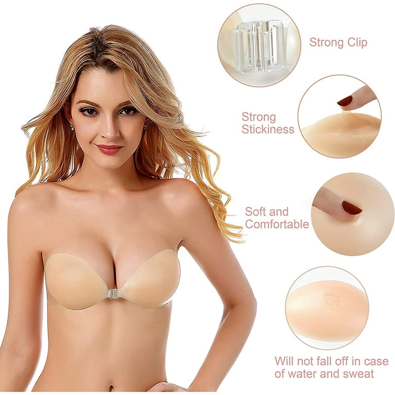 Self Adhesive Sticky Silicone Bras for Women nipplecovers Make Charming  Cleavage Washable Reusable Round Cup