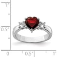 thumbnail image 6 of Sterling Silver Rhodium-Plated Heart Garnet & White Topaz Ring (Size 7) Made In Thailand qr7016-7, 6 of 6