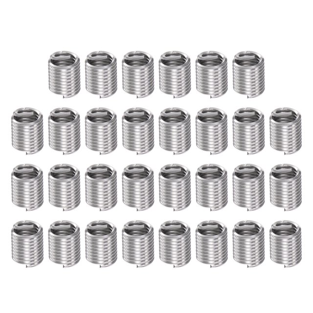 Unique Bargains 30 Pack 10# 32 UNF 2D 9.6mm 304 Stainless Steel Helical Wire Thread Inserts