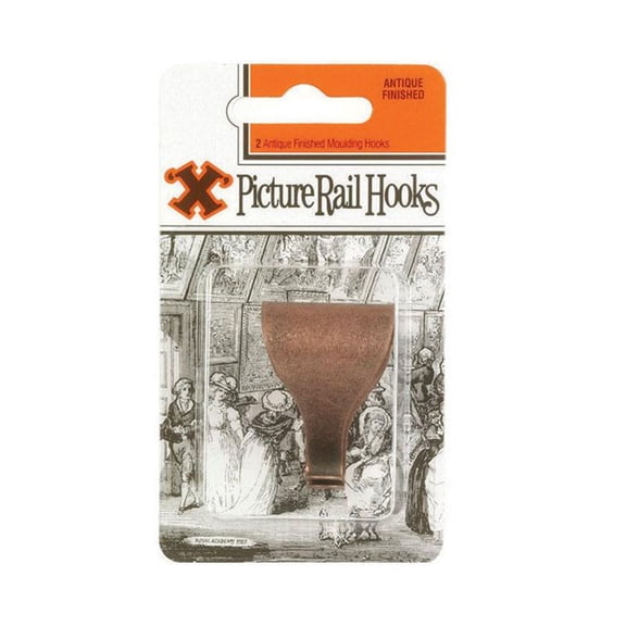 X Picture Rail Hooks Antique 2pk