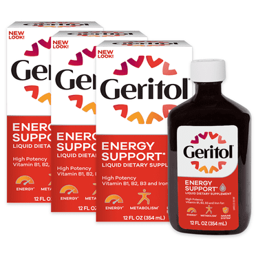 Geritol (3Pk, 36Oz) Liquid Vitamin and Iron Supplement, Energy Support, Contains High Potency B-Vitamins