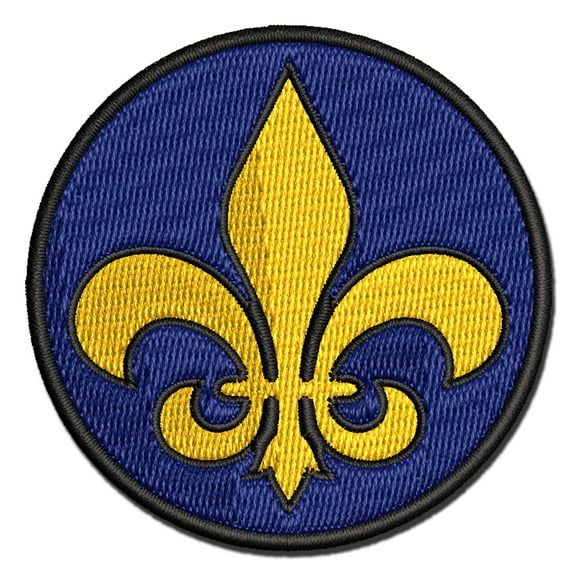 Fleur de Lis Outline Applique Multi-Color Embroidered Iron-On Patch - 2.5 Inch Small
