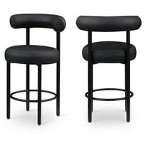 Meridian Furniture Bordeaux Black Vegan Leather Counter Stool (Set of 2)