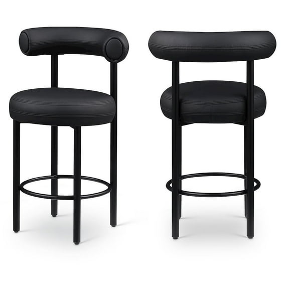 Meridian Furniture Bordeaux Black Vegan Leather Counter Stool (Set of 2)