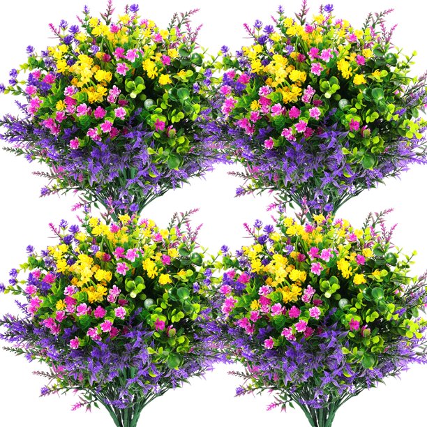 Flores artificiales Hananona Outdoor, 12 unidades, resistentes a los rayos UV
