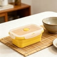 thumbnail image 5 of Clearance Under $5, 1 Pack Collapsible Silicone Food Storage Container, 850ml Reusable Lunch Box with Lid, Microwave and Freezer Safe Bowl for Meal Prep and Travel(Yellow), 5 of 6