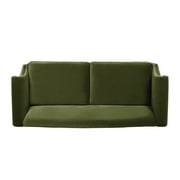 Elaine Camel Back Sofa Nailhead Accents, Olive Green