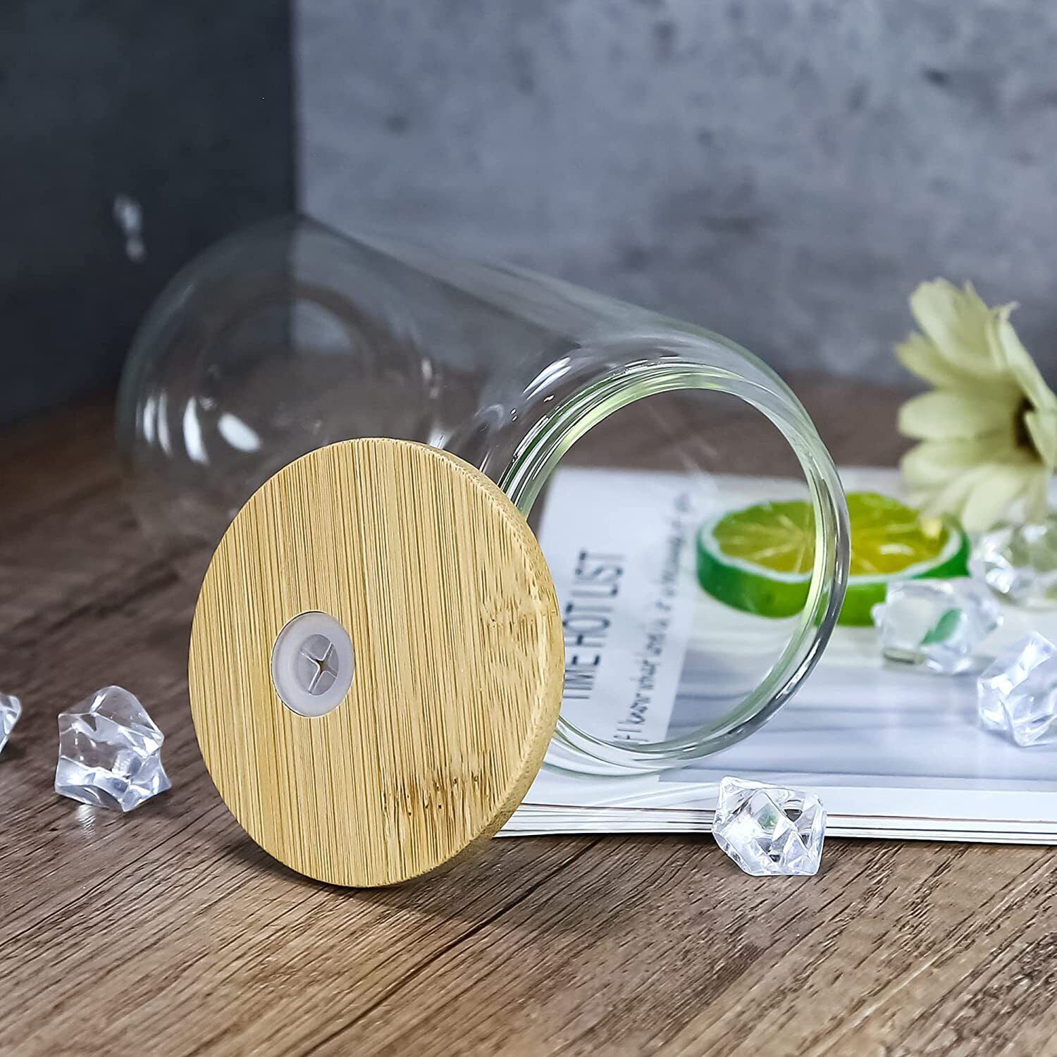 Sublimation Clear/Frosted Glass Blanks with Bamboo Lid - 16oz 4 Pack –  HTVRONT