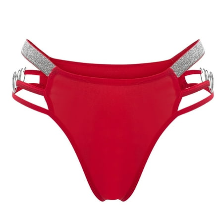 Womens String Thongs Panties Cheeky Bikini Swimsuits Seamless Underwear with Heart Metal Ring Hipster Panty