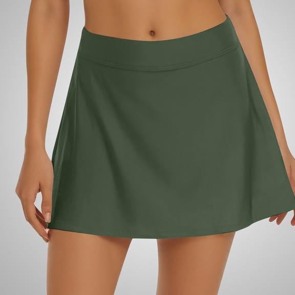 Conairie Womens Swim Skirts High Waisted Tummy Control Swimsuit Breathable Tankini Bathing Suit Bottoms Army Green L