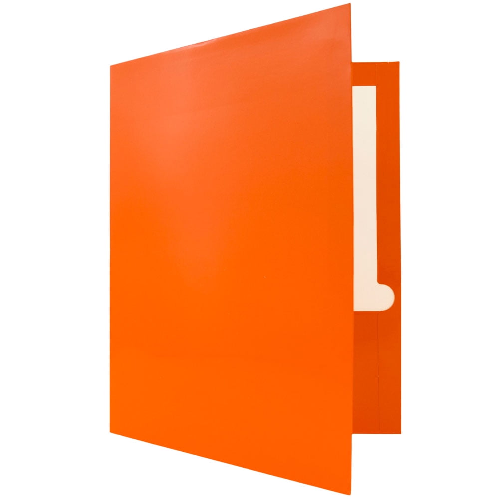 JAM Paper Glossy Two Pocket Folders, Orange, 50 per Pack