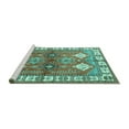 thumbnail image 2 of Ahgly Company Machine Washable Indoor Rectangle Geometric Turquoise Blue Traditional Area Rugs, 8' x 10', 2 of 4