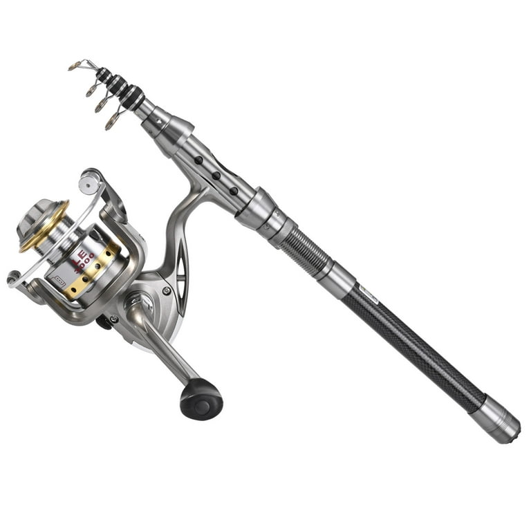 Gecheer Telescopic Fishing Rod Reel Combo Set 2PCS Carbon Fiber Spinning  Fishing Kit 1.5/1.8/2.1/2.4m