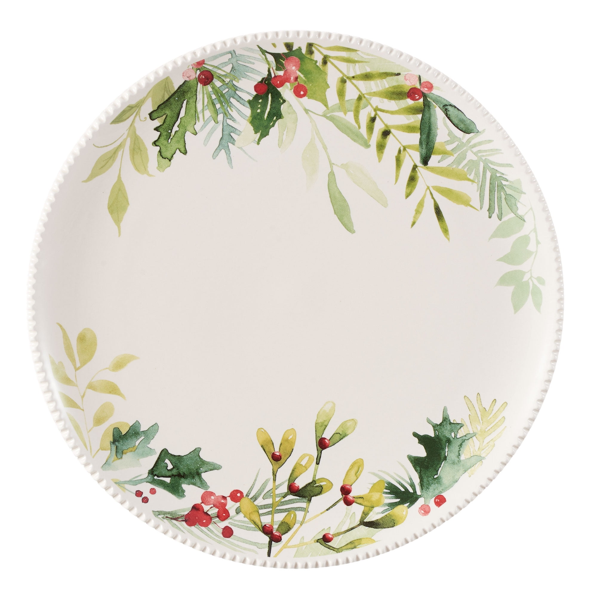 Better Homes & Gardens Winter Botanicals Round Stoneware Dinner Plates, 4 Count, 10.98” Dia