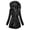 Black 2XL, variant on Women Winter Cotton Coat with Hood Zip-up Plush Lined Padded Down Jacket Winddoof Mid Length Long Sleeve with Elastic Cuffs Outdoor Coat