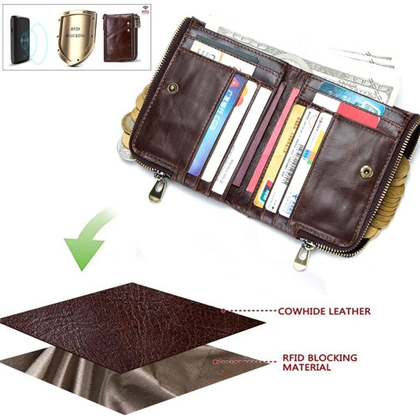 (brown)Genuine Leather Credit Card Wallet Holder,Credit Card Organizer for Women Men,Small Coin Purse Wallet Keychain