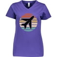 thumbnail image 3 of Inktastic Airplane Pilot Vintage Sunset Women's V-Neck T-Shirt, 3 of 5