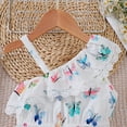 thumbnail image 4 of LIIPEE Girls Boys Onesie Cartoon Butterfly Printed Spaghetti Strap One-Shoulder Romper Lovely Vacation One-Pieces,White,3-4 Years, 4 of 8