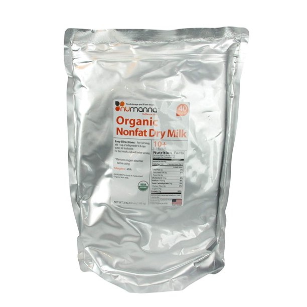 Organic Nonfat Dry Milk Powder USDA Organic 40 Serving Pouch. 10+ Shelf