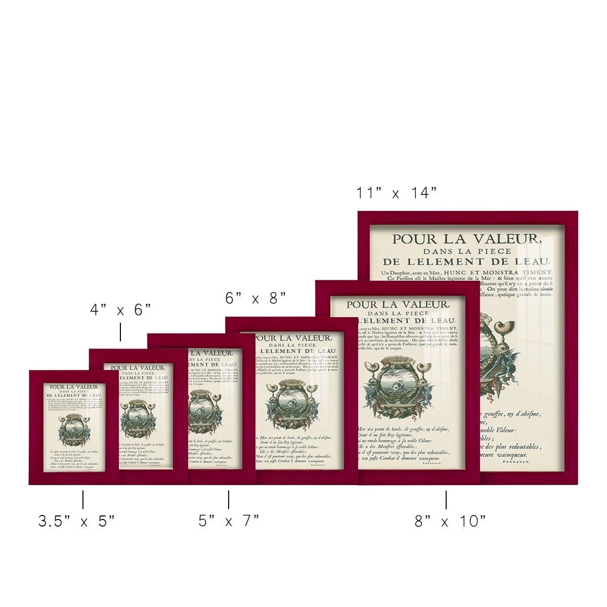 Printed Embellished Bookplate VII - Framed Print w/glass - Cherry Red