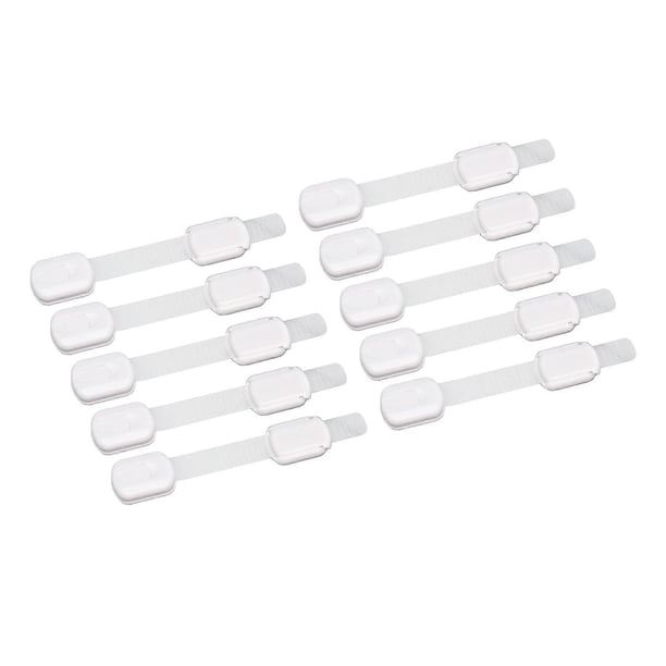Baby Safety Strap Lock Adjustable Length Bendable Adhesive Child Proofing Lock for Cabinet Drawer Refrigerator White