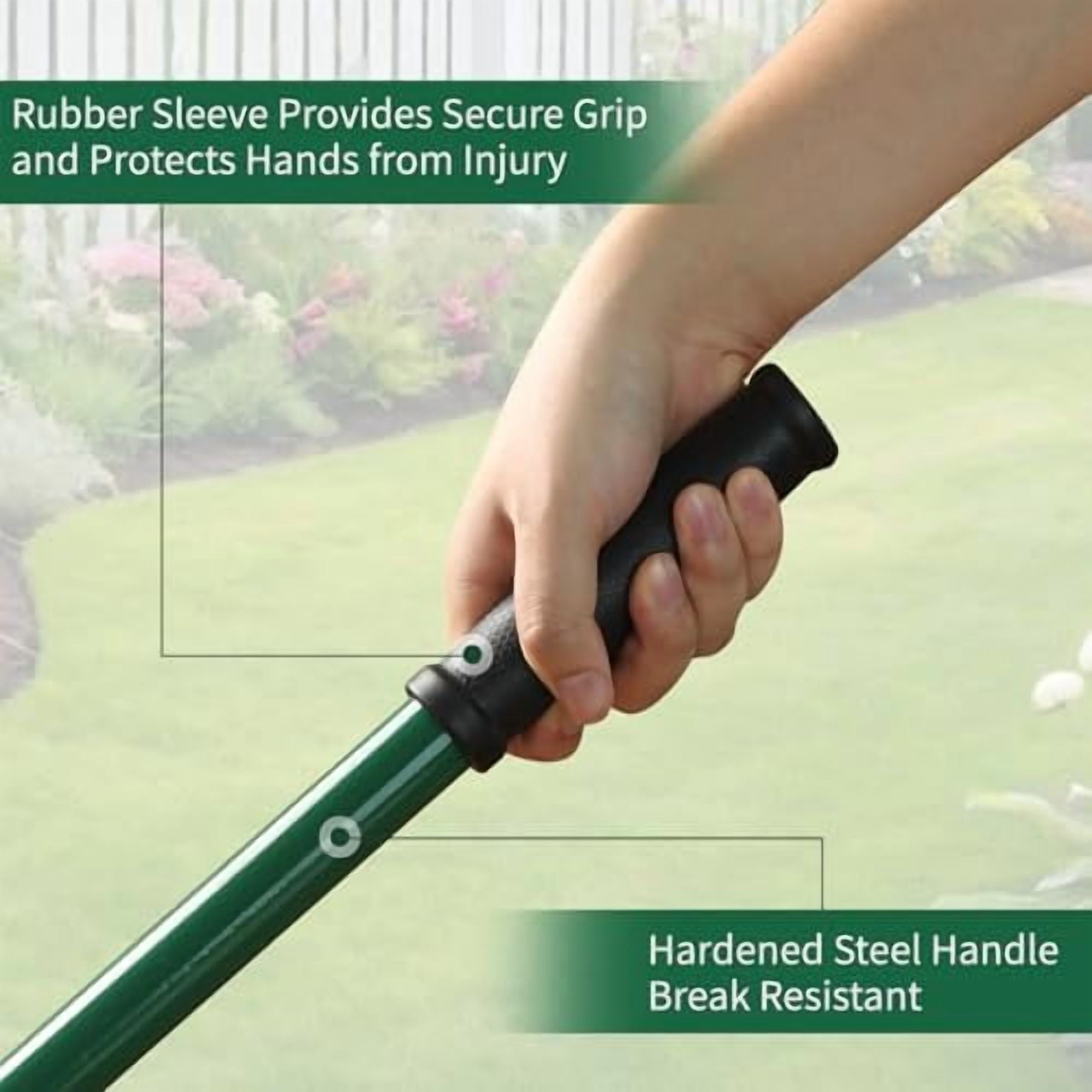 Broadfork Garden Tool with Steel Handle Heavy Duty Five Tines Broad Fork for Gardening Loosening and Aerating Soil, U-Shaped Design Hand Tiller, Compost Turner and Aerator$$Garden & Patio